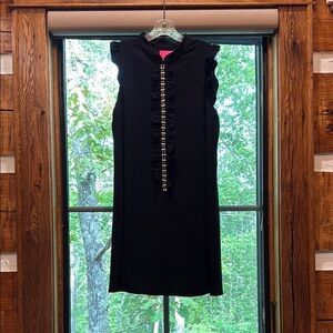 Lilly Pulitzer Black Sheath Mini Dress Mock Neck Sleeveless